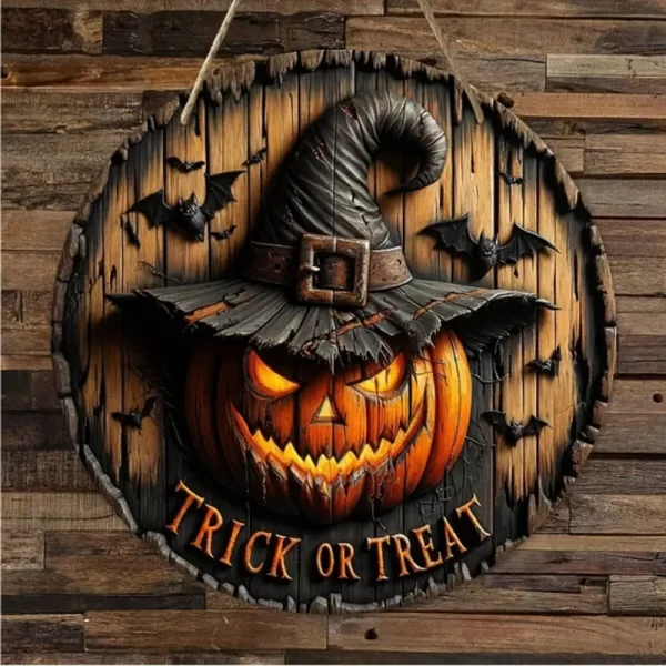 Kf S13351859dee54f9f8f71033ab22b45054 Halloween Wooden Wreath Logo Retro Pumpkin Head Horror Art Decoration Home Garden Courtyard Wooden Hanging Pendant