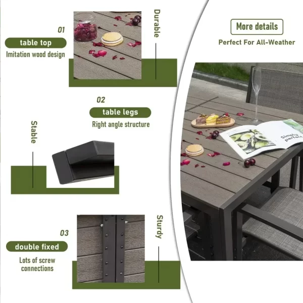 Kf S2b70d98e04124f819ec473756601003fx 7 Piece Terrace Dining Outdoor Furniture Set With Weatherproof Table And 6 Stackable For Garden