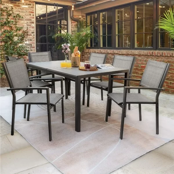 Kf S35bcf922c4d94311a34e9fb81b67eb909 7 Piece Terrace Dining Outdoor Furniture Set With Weatherproof Table And 6 Stackable For Garden