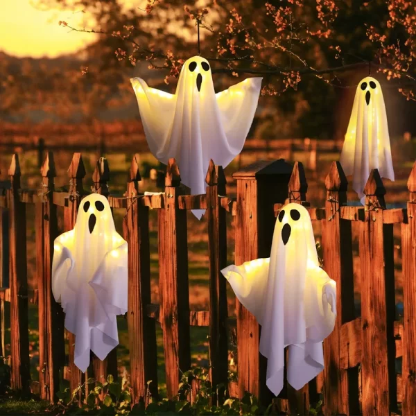 Kf S3b85392c33f24bcba9973bdcc57f60b8j Halloween Horror Hanging Ghost LED Light Glowing Home Bar Indoor Outdoor Decoration Hanging Ghost Pendant Wind