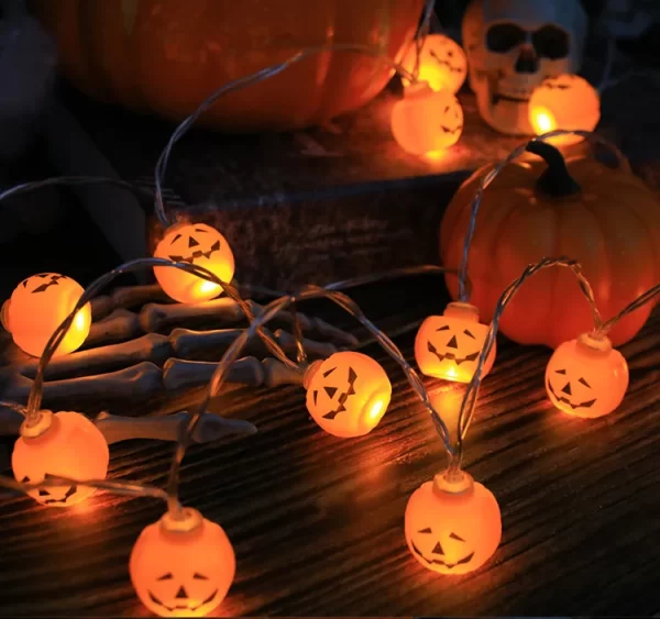 Kf S4f0d22ee5d084f5996808652c75858d1B Halloween Decoration Led Light String Pumpkin Skull Head Eyeball Shaped Lamp String Trick Or Treat Lantern