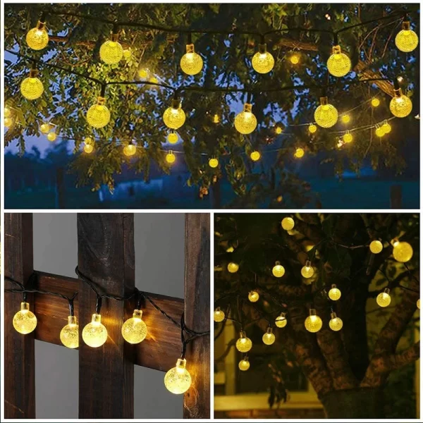 Kf S670eeb4210274b6d80f4143cba76cf0cF Solar Crystal Globe LED String Lights 60 LED 8 Lighting Modes IP65 Fairy Light Christmas Garland