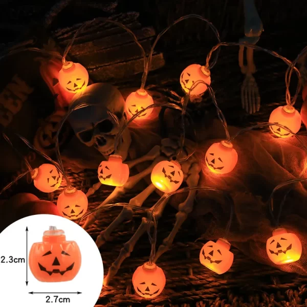 Kf S8a347545dc424a42bd8b4ec82950c1caj Halloween Decoration Led Light String Pumpkin Skull Head Eyeball Shaped Lamp String Trick Or Treat Lantern