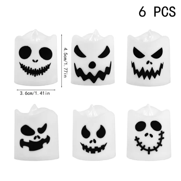 Kf Sbdcf7c031e7a4797bbba681ca467cb58V 6pcs Halloween Led Ghost Pumpkin Candle Light Glowing Lamp Halloween Party Home Bar Decoration Haunted House